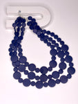 Long necklace, with navy organic wood multi-strand stations