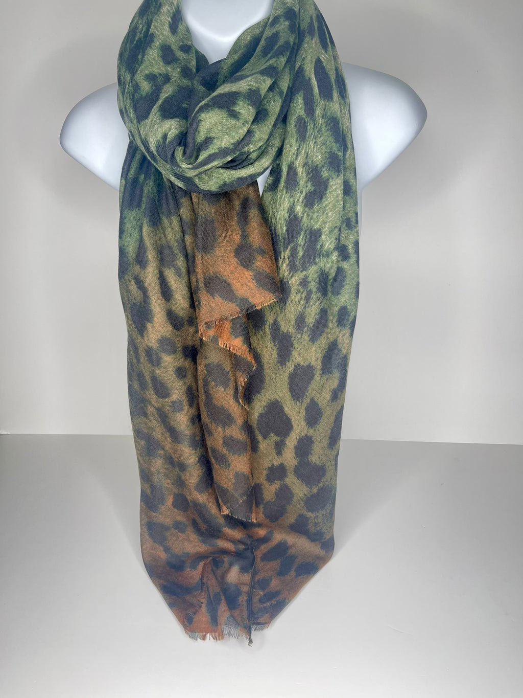 Cheetah print scarf in shades of brown and green