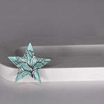 Magnetic brooch & scarf clip  - 'tree incorporated into star' design in shades of tiny silver and aqua blue