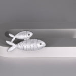 Magnetic brooch & scarf clip  - 'swimming fish' design in shades of matte silver and grey