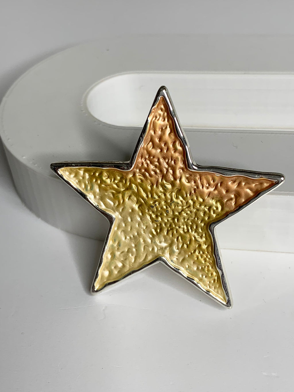 Magnetic brooch & scarf clip - 'star' design in shades of shiny silver, matte yellow, matte mustard and dark matte yellow