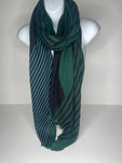 Green and black pleated fabrication scarf