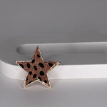 Magnetic brooch & scarf clip  - 'leopard print star' design in shades of shiny rose gold, chocolate brown and black