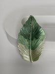 Magnetic brooch & scarf clip  - 'lined leaf' design in shades of forest green and sage green