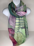 Lilac and green floral print scarf