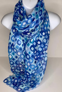 Blue mini-squares print scarf