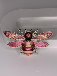 Magnetic brooch & scarf clip  - 'bumble bee' design in shades of shiny silver, rose pink, light pink, hints of peach and dark pink