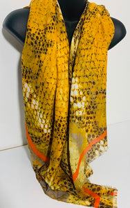 Mustard snake skin pattern scarf