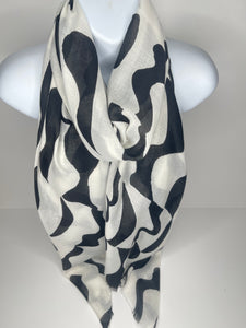 Black and white abstract print scarf