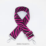 Fully adjustable, zebra print magenta handbag shoulder strap